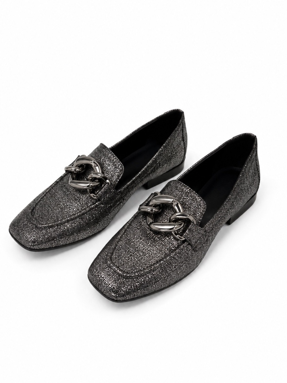 Donald J. Pliner • Bristol Chrome Gunmetal Loafers Size 6 Nearly New